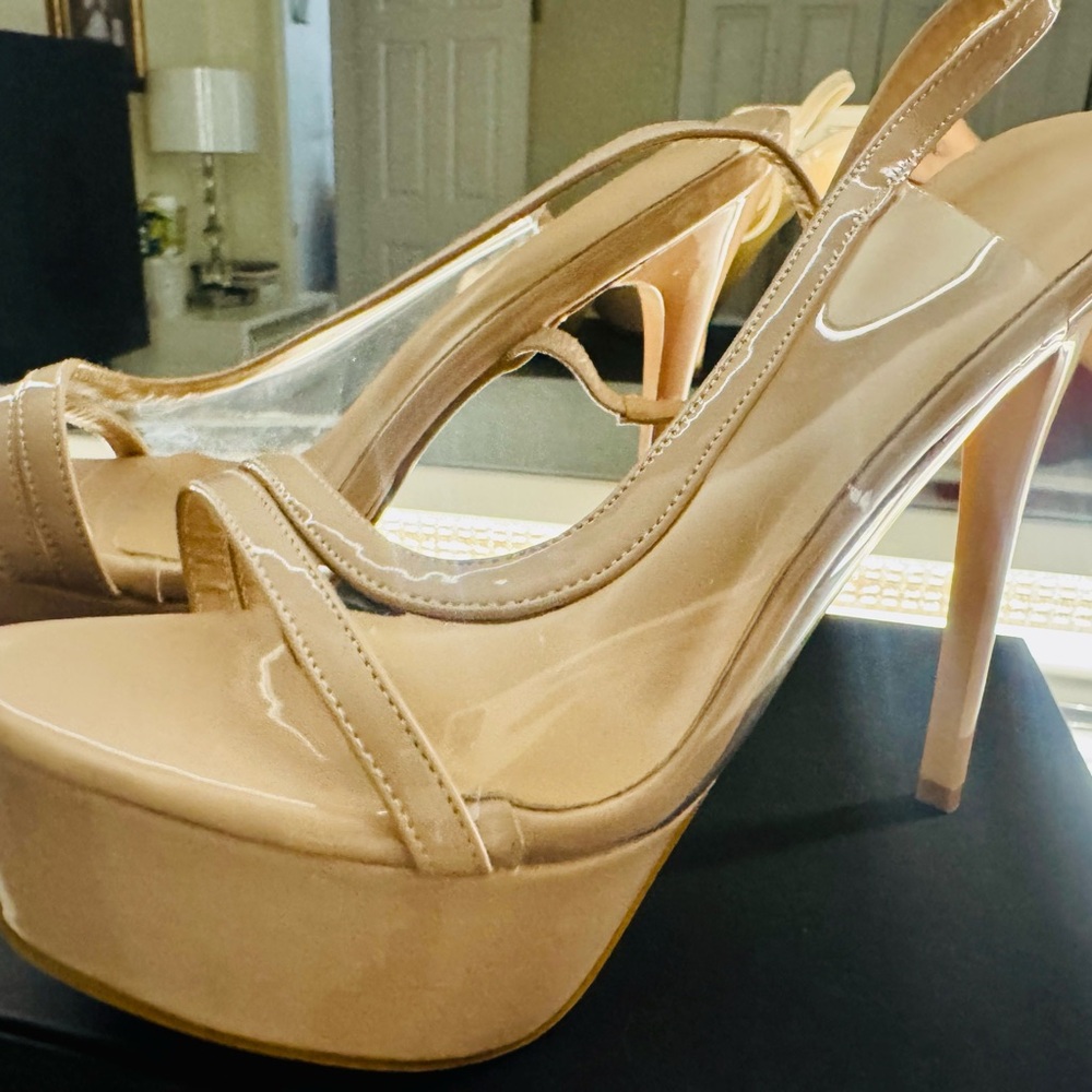 Beige high heels